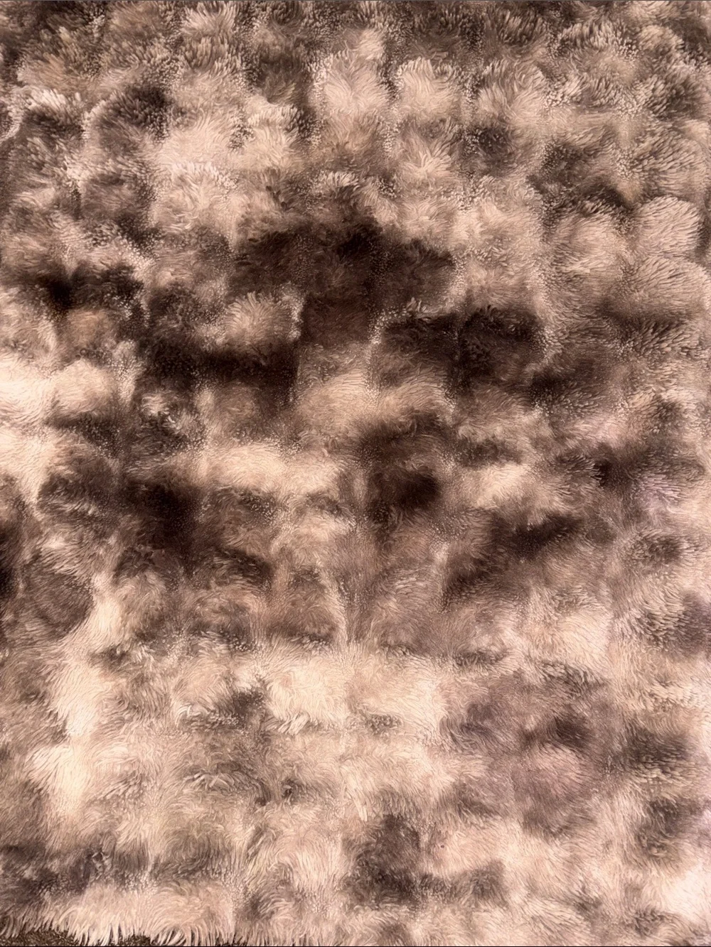 Plush Faux Fur Door Mat in Taupe and Chocolate - Unbranded